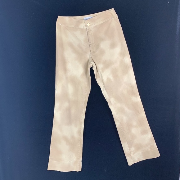 Gio Anna Stretch Jeans S Mottled Khaki Made Italy - Picture 1 of 10